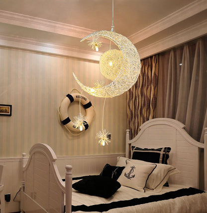 Aluminum Wire Star Moon Chandelier