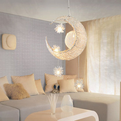 Aluminum Wire Star Moon Chandelier