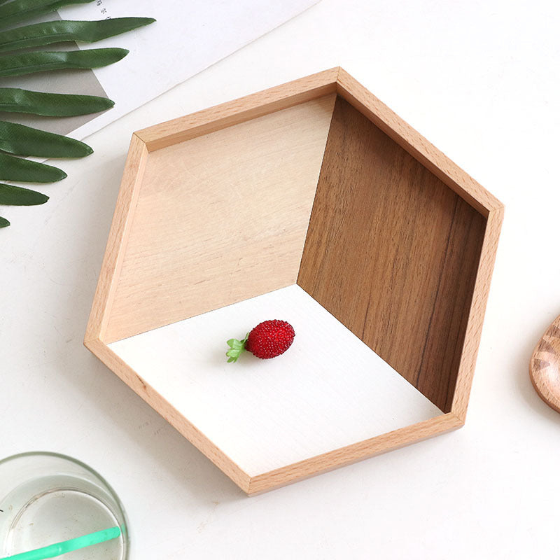 wooden tray wooden plate hexagon